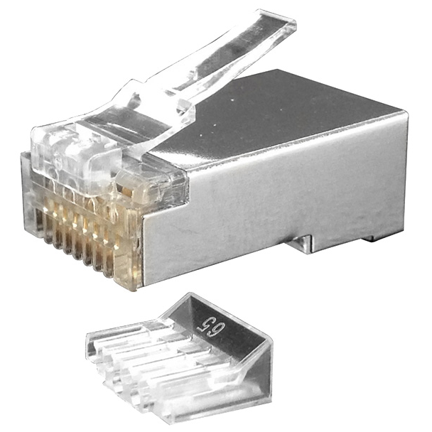   E2E4 Коннектор RJ-45 8P8C категория 6, экранированный, вставка, 100шт., Hyperline (PLUG-8P8C-UV-C6-SH-100)