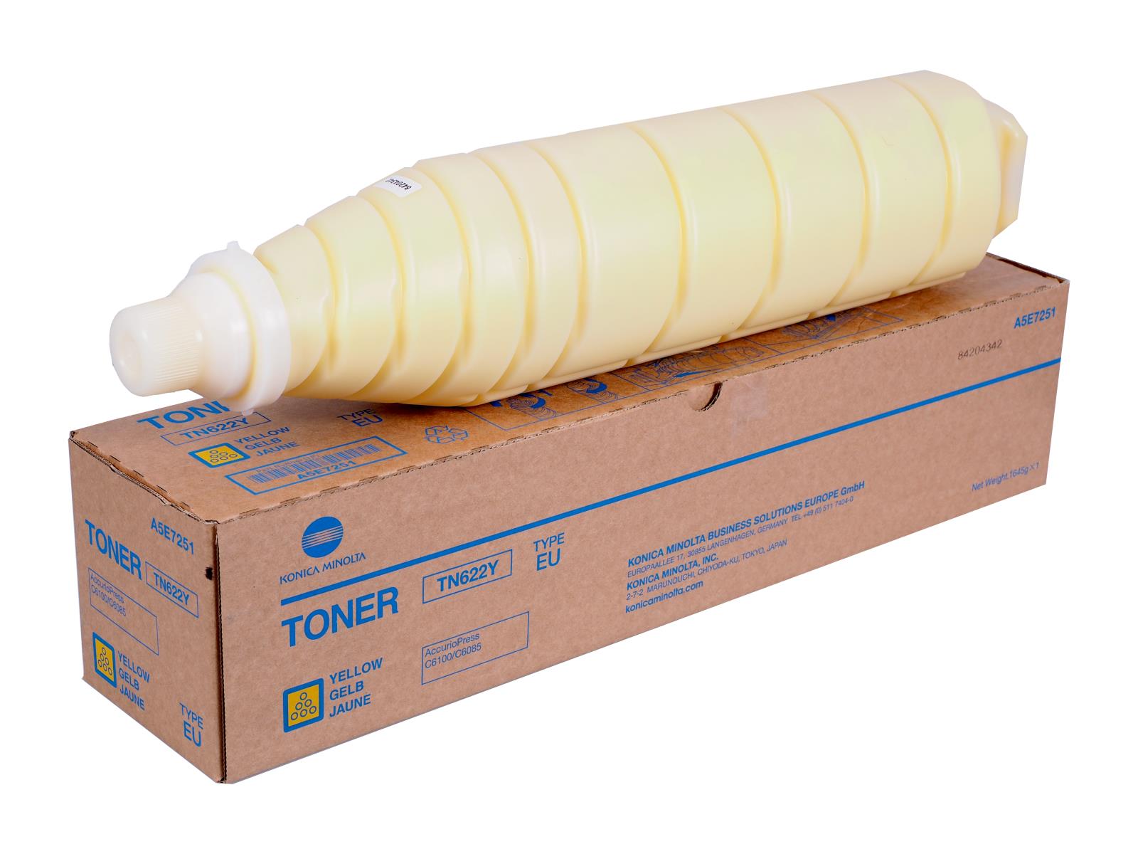 Картридж лазерный Konica Minolta TN-622Y/A5E7251, желтый, 104000 страниц, оригинальный для Konica Minolta AccurioPress C6085/6100