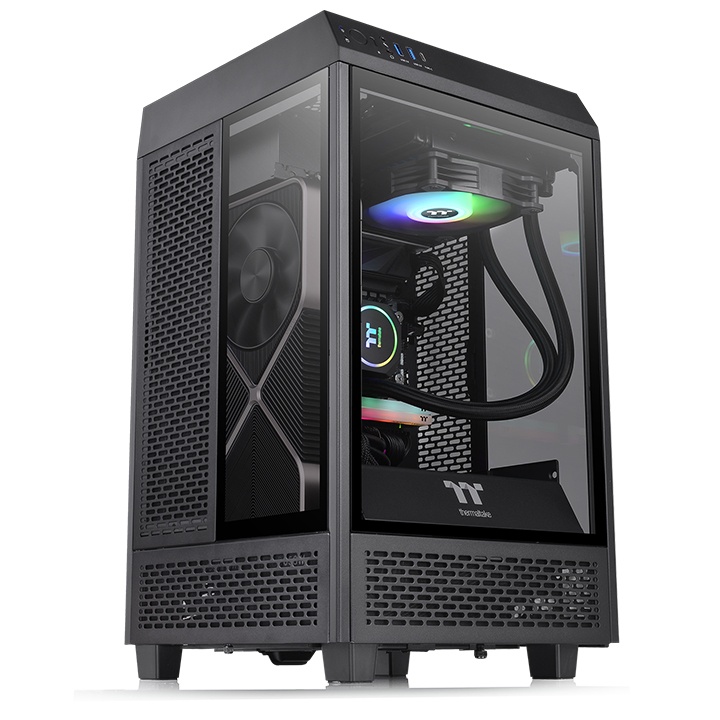  Корпус Thermaltake The Tower 100, Mini-ITX, Mini-Tower, 2xUSB 3.0, USB Type-C, черный, без БП (CA-1R3-00S1WN-00)