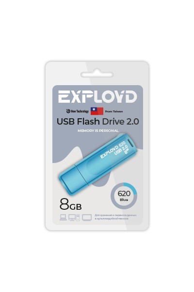 Флешка 8Gb USB 2.0 EXPLOYD 620, синий (EX-8GB-620-Blue)