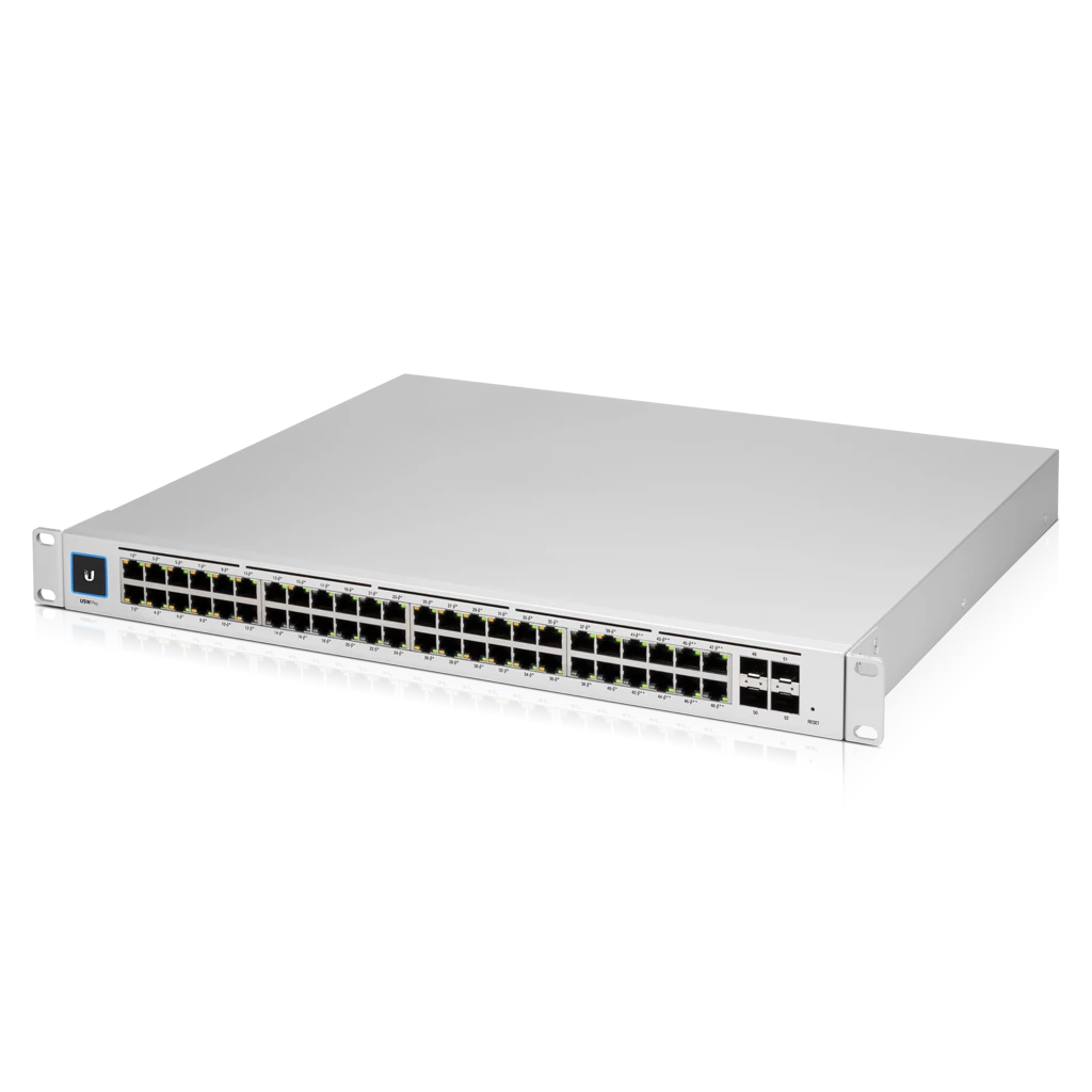 Коммутатор Ubiquiti UniFi Switch Pro 48, управляемый, кол-во портов: 48x1 Гбит/с, SFP+ 4x10 Гбит/с, установка в стойку, PoE: 48x60Вт (макс. 600Вт) (USW-PRO-48-POE-EU)