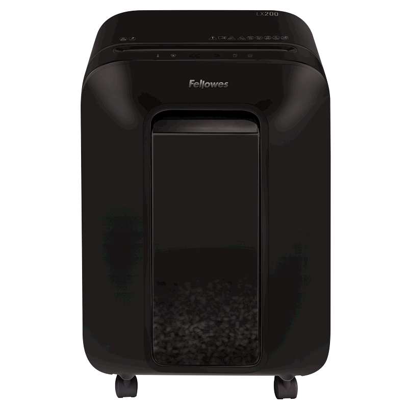 Шредер FELLOWES PowerShred LX200, секретность P-4, фрагменты - 4 мм x 1.2 см, объем 22 л, кол-во листов до 12 шт., скрепки, скобы, карты, черный (FS-55022)