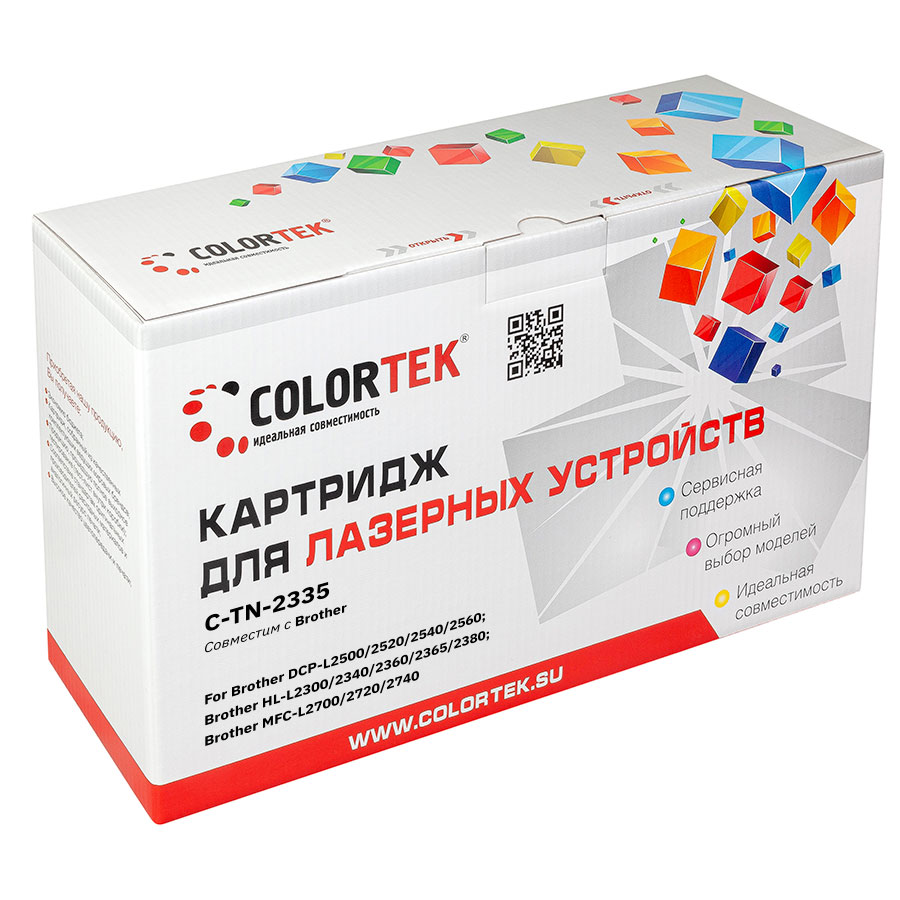 Картридж лазерный Colortek СТ-TN-2335 (TN-2335), черный, 1200 страниц, совместимый для Brother DCP-L2500/ DCP-L2520/ DCP-L2540/ DCP-L2560/ HL-L2300/ HL-L2340/ HL-L2360/ HL-L2365/ HL-L2380/MFC-L2700/MFC-L2720/MFC-L2740