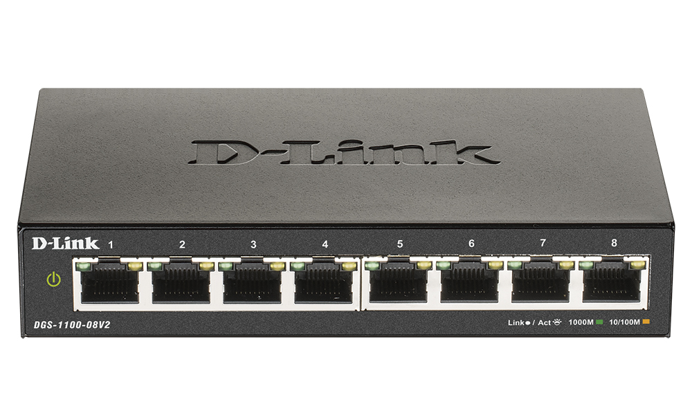 Коммутатор D-link DGS-1100-08V2, управляемый, кол-во портов: 8x1 Гбит/с (DGS-1100-08V2/A1A)