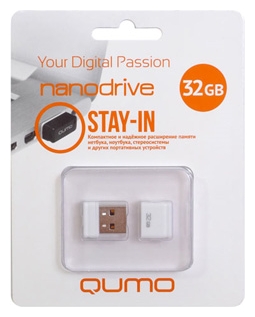 Флешка 32Gb USB 2.0 QUMO Nano nanoDrive, белый (QM32GUD-NANO-W)