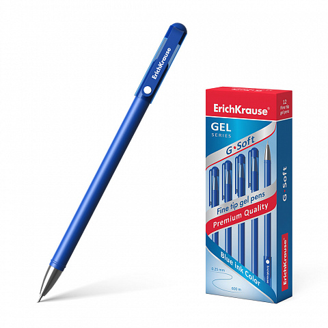 Ручка гелевая Erich Krause G-Soft, синий, пластик, колпачок (39206)