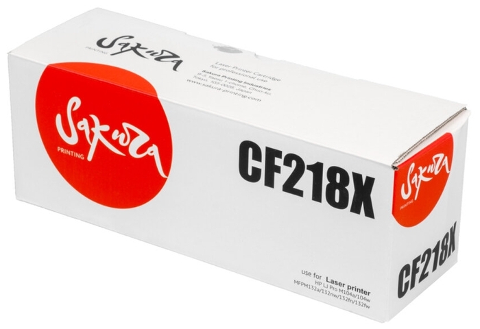 Картридж лазерный SAKURA SACF218X (CF218X), черный, 5000 страниц, совместимый для LJ Pro m132nw/m132fw/m132fn/m132a/m104w/m104a