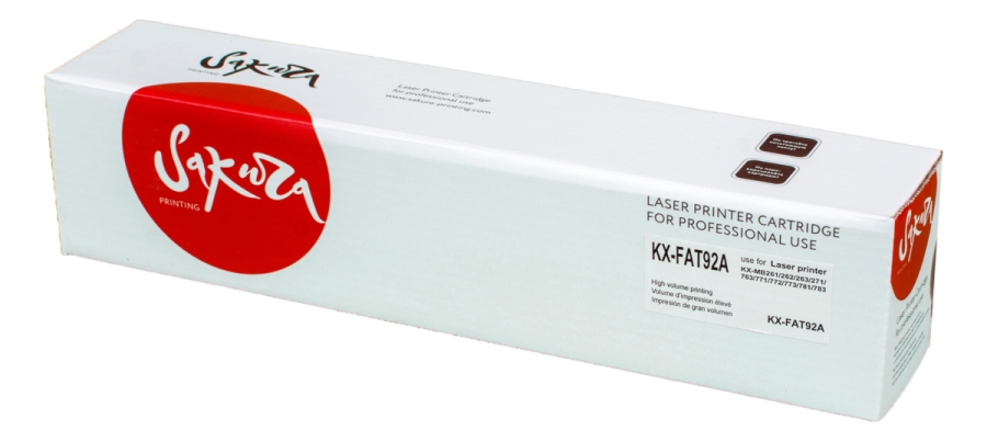 Картридж лазерный Sakura SAKXFAT92A (KX-FAT92A7), черный, 2000 страниц, совместимый для Panasonic KX-MB262/263/271/283/763/772/773/781/783 без чипа