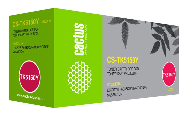 Картридж лазерный Cactus CS-TK5150Y (TK-5150Y/1T02NSANL0), желтый 10000 страниц, совместимый, для Kyocera Ecosys M6035cidn/P6035cdn