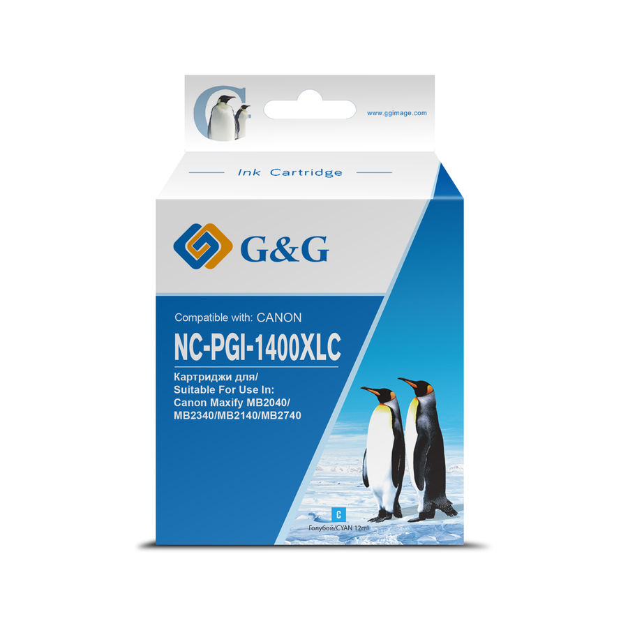 Картридж струйный G&G NC-PGI-1400XLC (PGI-1400XLC/9202B001), голубой, совместимый, 12мл, для Canon MB2050 / MB2350 / MB2040 / MB2340