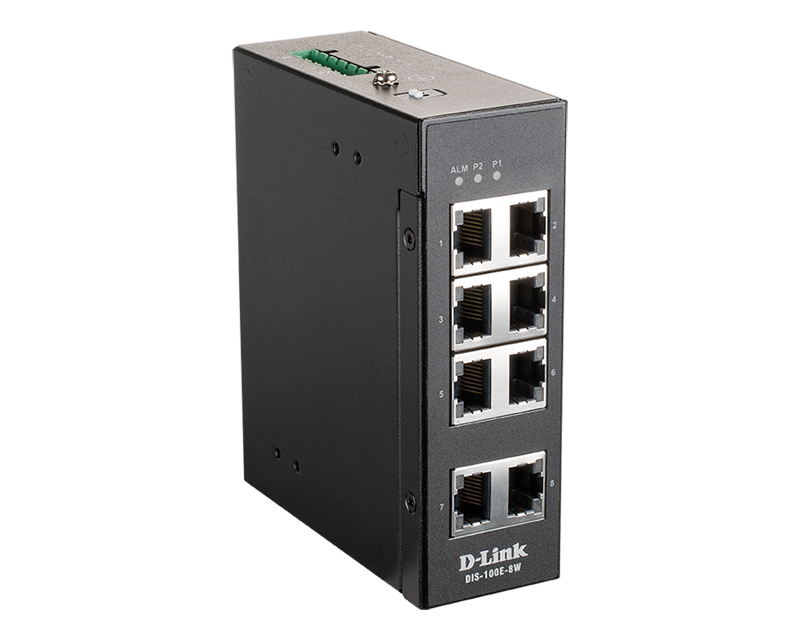 Коммутатор D-link DIS-100E-8W, кол-во портов: 8x1 Гбит/с, на DIN-рейку (DIS-100E-8W/A1A)