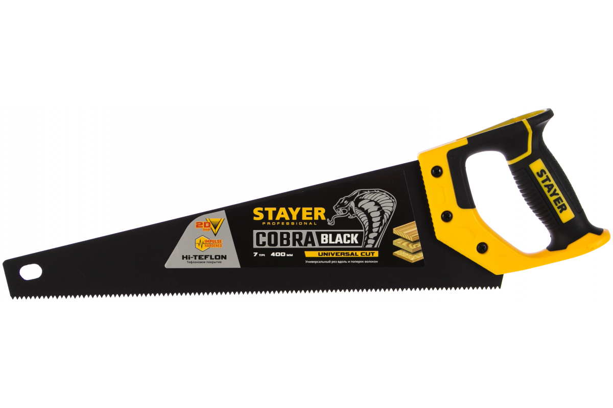 Ножовка универсальная STAYER PROFESSIONAL Cobra BLACK, шаг зубьев 3.5 мм (2-15081-40)