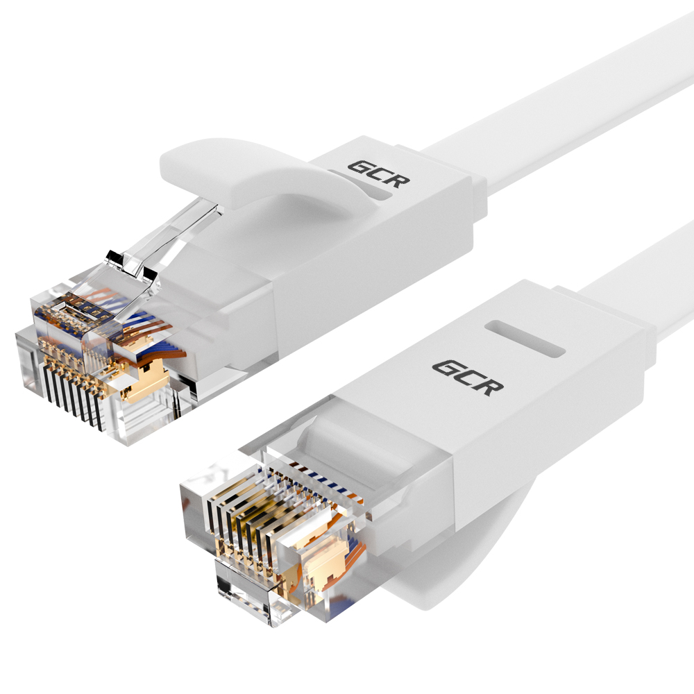 Патч-корд UTP кат.6, 10м, RJ45-RJ45, белый, плоский, Greenconnect PROF (GCR-51789)