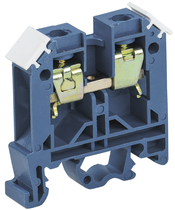 Клеммы на DIN-рейку  E2E4 Зажим наборный IEK ЗНИ-10, мж 10 мм², ож 16 мм², 70А, синий (YZN10-010-K07)