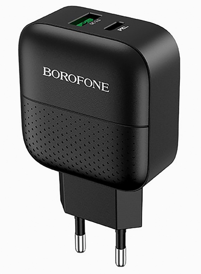  Сетевое зарядное устройство Borofone BA46A 18 Вт, USB, USB type-C, Quick Charge, PD, 3А, черный