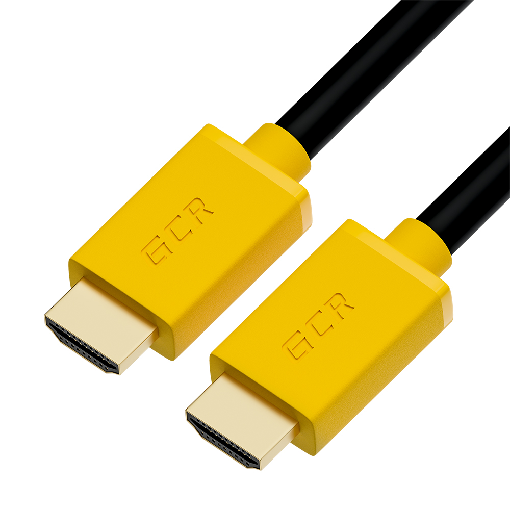 Кабель HDMI(19M)-HDMI(19M) v2.0, экранированный, 1 м, черный/желтый GCR GCR-HM401 (GCR-HM441-1.0m)