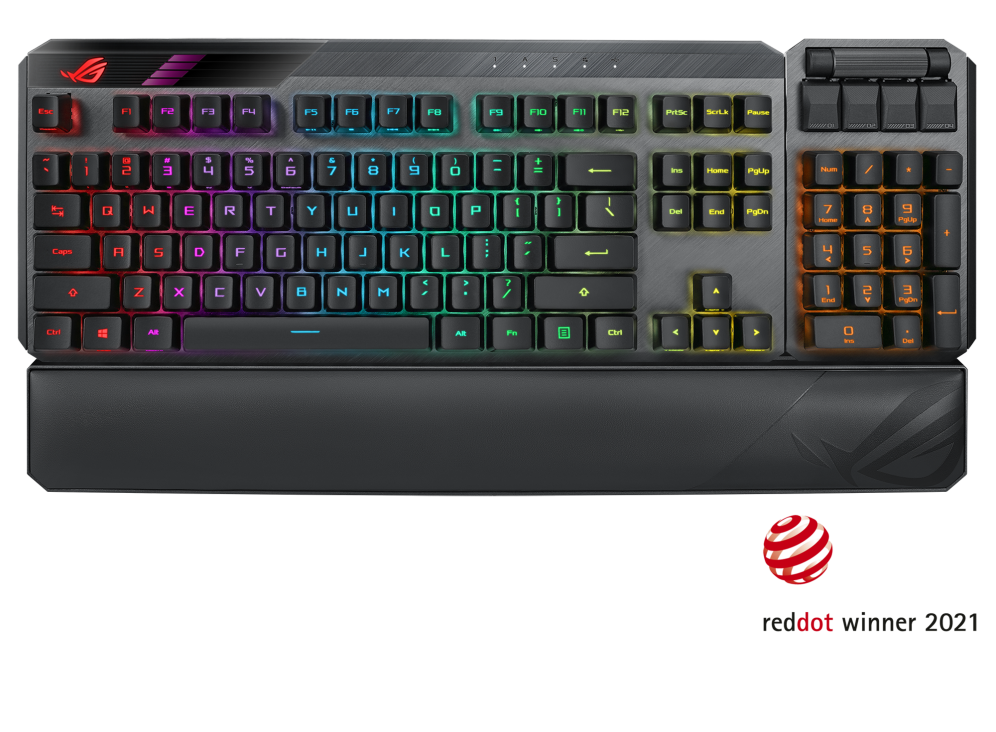 Клавиатура беспроводная ASUS ROG Claymore II, механическая, ROG RX RED, подсветка, USB, черный (90MP01W0-BKRA00)