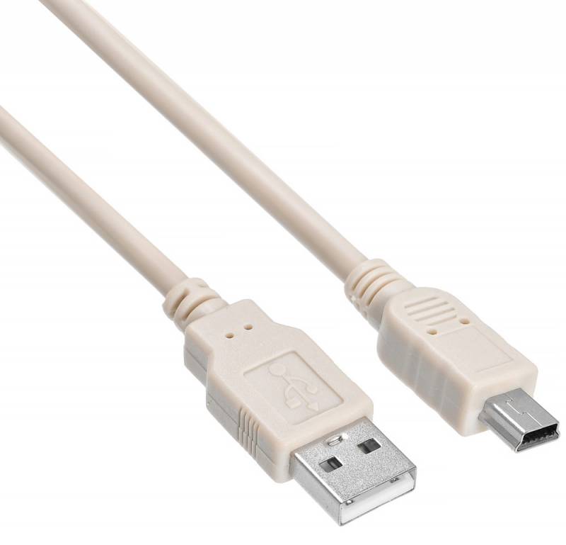 Кабель USB 2.0(Am)-Mini USB 2.0(Bm), 1м, серый Buro 817248 (USB2.0-M5P-1)