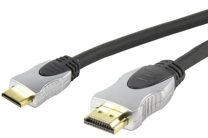 Кабель Mini HDMI(19M)-HDMI(19M) v1.4 4K, экранированный, 1.5 м, черный Buro (BHP-MINHDMI-1.5)