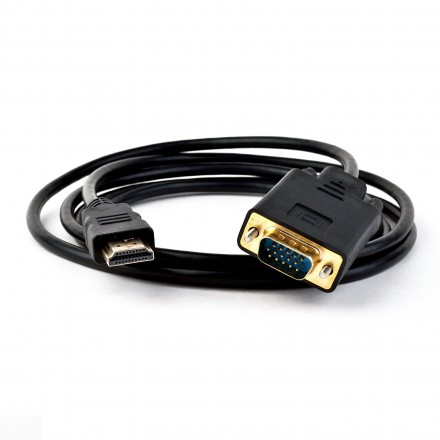 Кабель-переходник (адаптер) HDMI(19M)-VGA(15M), экранированный, 1.8 м, черный KS-is (KS-441)