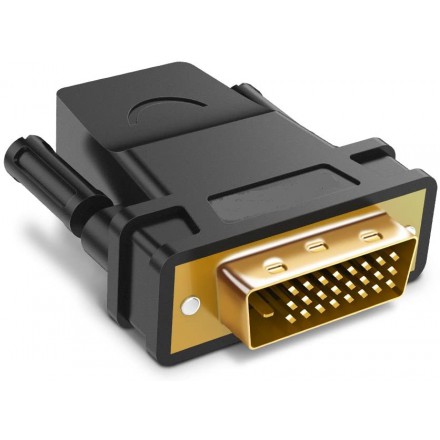 Переходник (адаптер) HDMI(19F)-DVI-D(25M), экранированный, черный KS-is (KS-470)