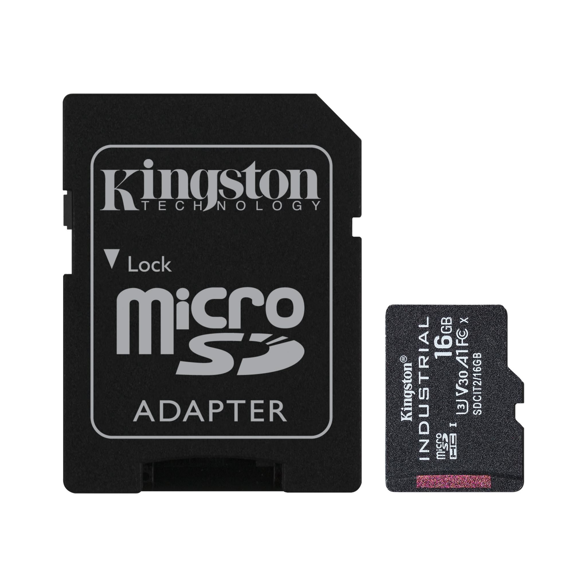   E2E4 Карта памяти промышленная 16Gb microSDHC Kingston Industrial Class 10 UHS-I U3 V30 A1 + адаптер (SDCIT2/16GB)