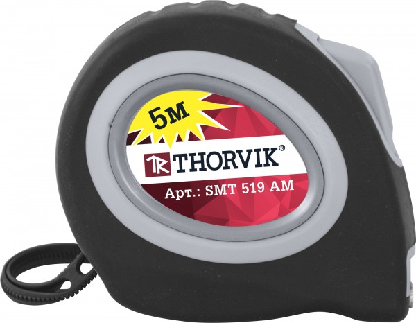  Рулетка 5 м x 1.9 см, прорезиненный корпус, магнитная, Thorvik SMT519AM (SMT519AM)