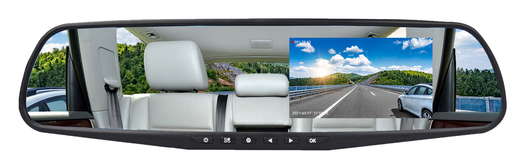 Видеорегистратор зеркало заднего вида Digma FreeDrive 117, 1920x1080 30 к/с, 150°, G-сенсор, microSD (microSDHC) (1495512)