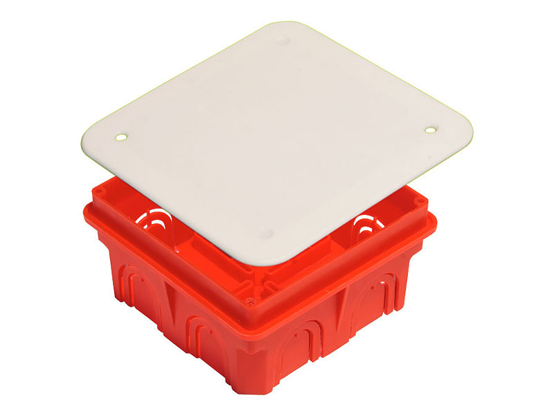 Коробка распределительная квадратная 10 см x 10 см, глубина 5 см, скрытый монтаж, IP20, вводов:10, с крышкой, HEGEL (КР1101)