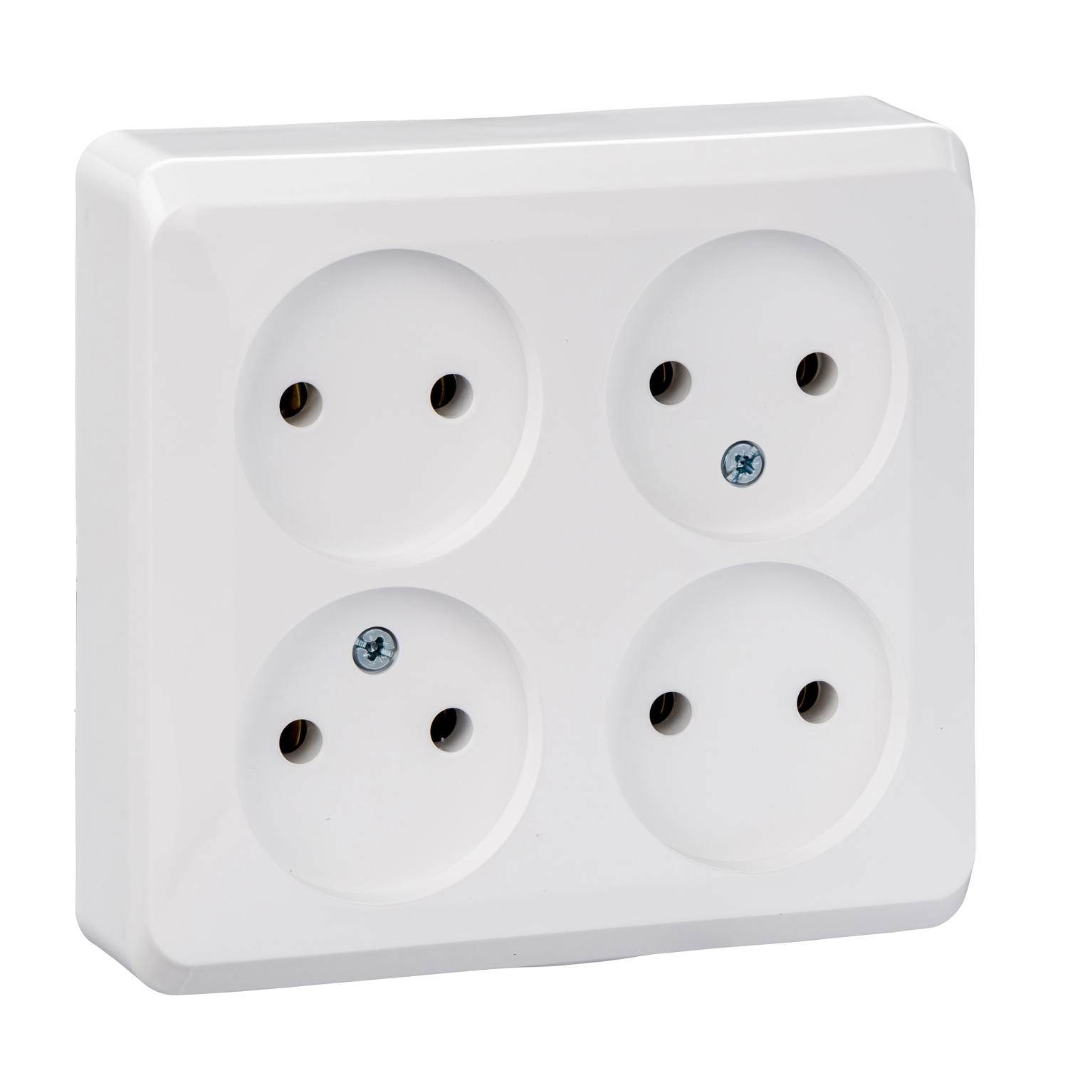 Розетка Schneider Electric Этюд, открытый монтаж, 4-х постовая, 16A, в сборе, IP20, белый (PA16-205B)