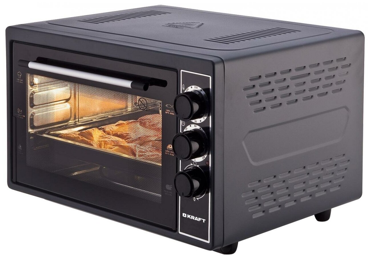 Мини-печь KRAFT KF-MO 3801 BL 1500Вт, черный (KF-MO 3801 BL)
