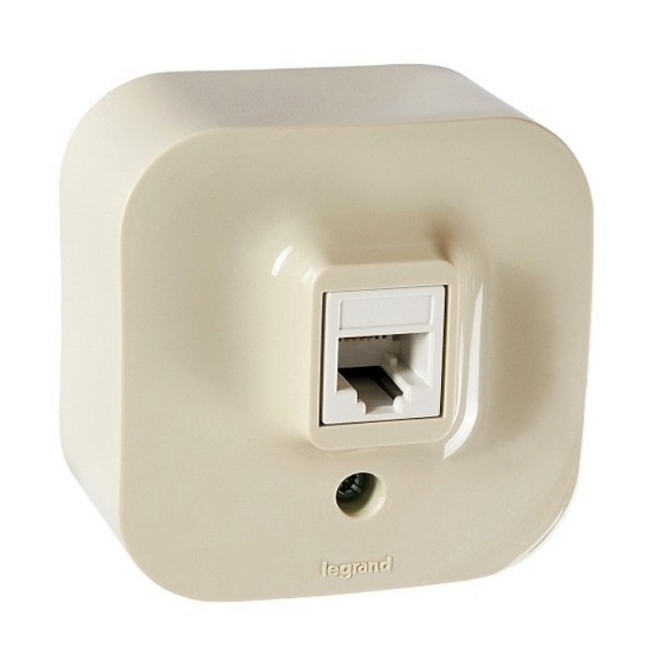 Розетка RJ-11 Legrand Quteo, слоновая кость (782244)