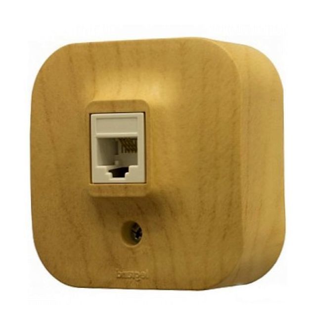 Розетка RJ11 открытый монтаж категория 3, механизм в сборе, дерево, Legrand (782274)