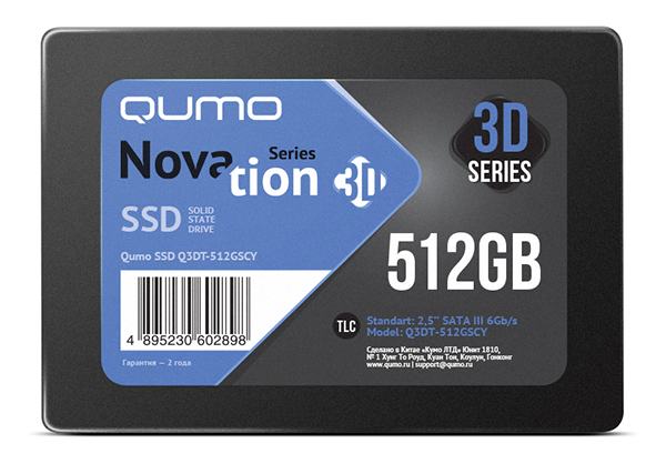 Твердотельный накопитель (SSD) Qumo 512Gb Novation, 2.5, SATA3 (Q3DT-512GSCY) Bulk (OEM)