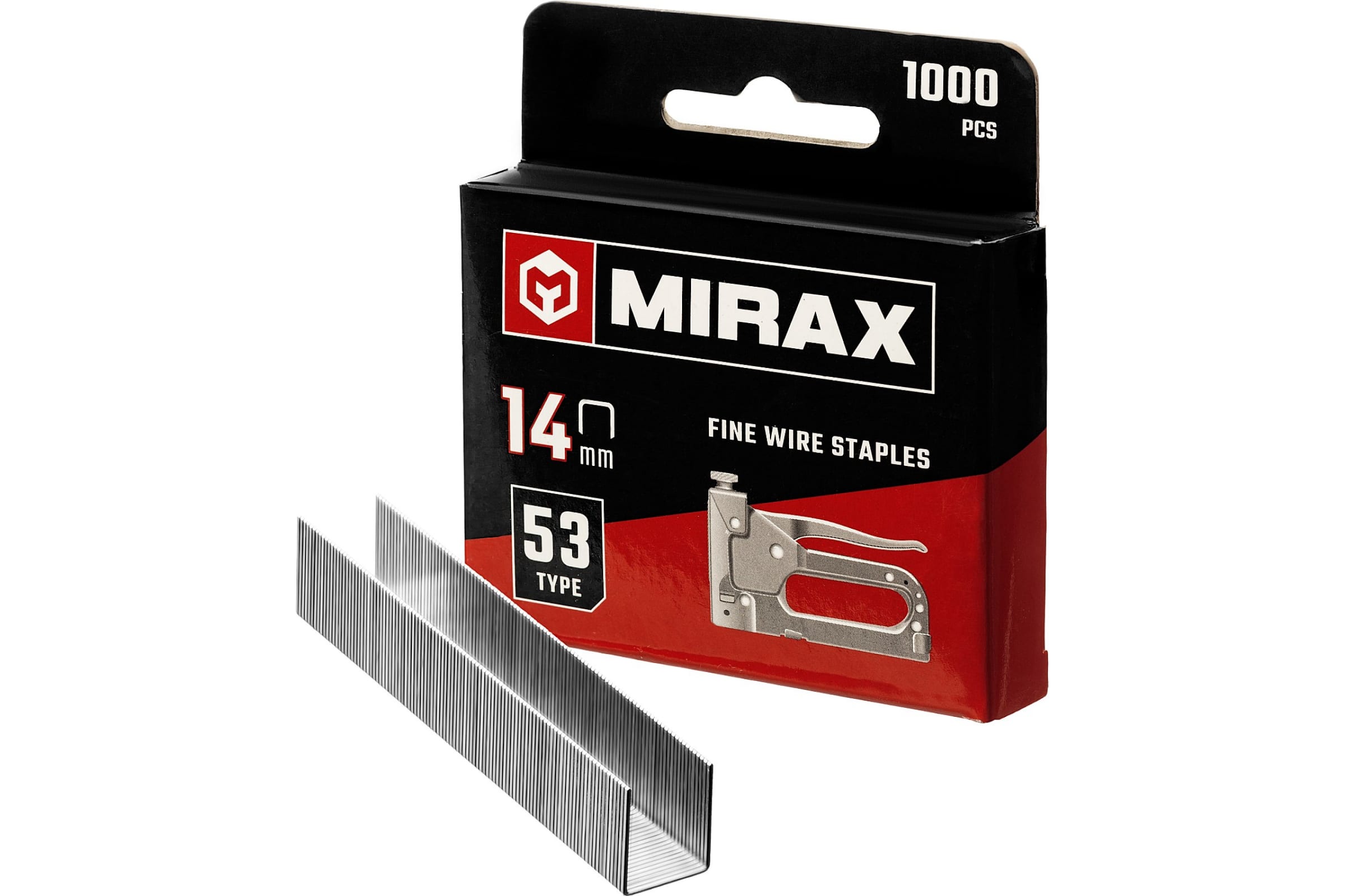 Скобы Mirax, тип: 53/A/10/JT21, 1.14 см x 1.4 см (3153-14) 1000 шт