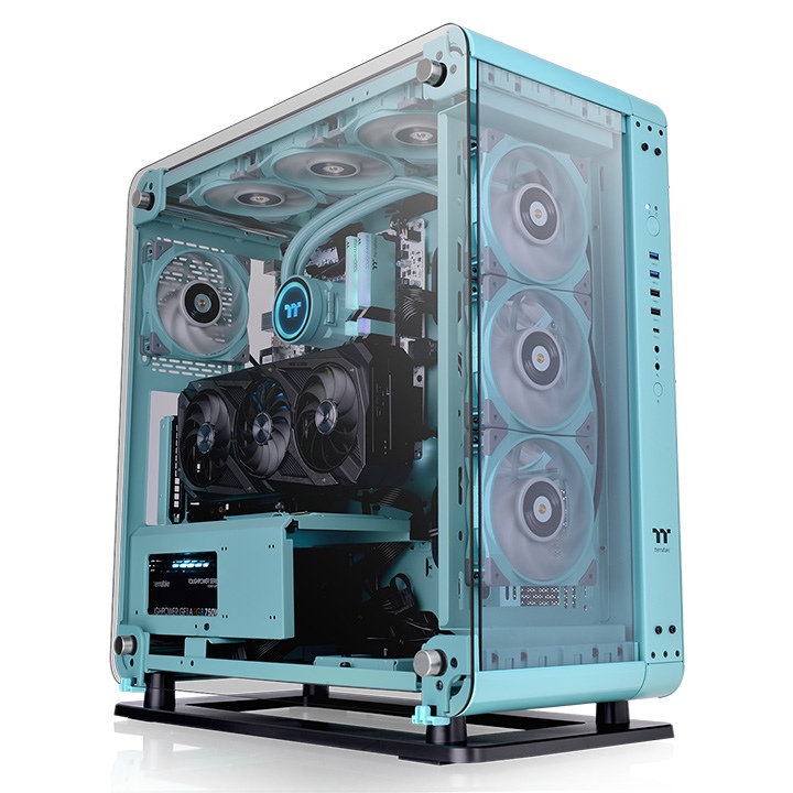 Корпус Thermaltake Core P6 TG Turquoise, ATX, Midi-Tower, 2xUSB 3.0, USB Type-C, бирюзовый, без БП (CA-1V2-00MBWN-00)