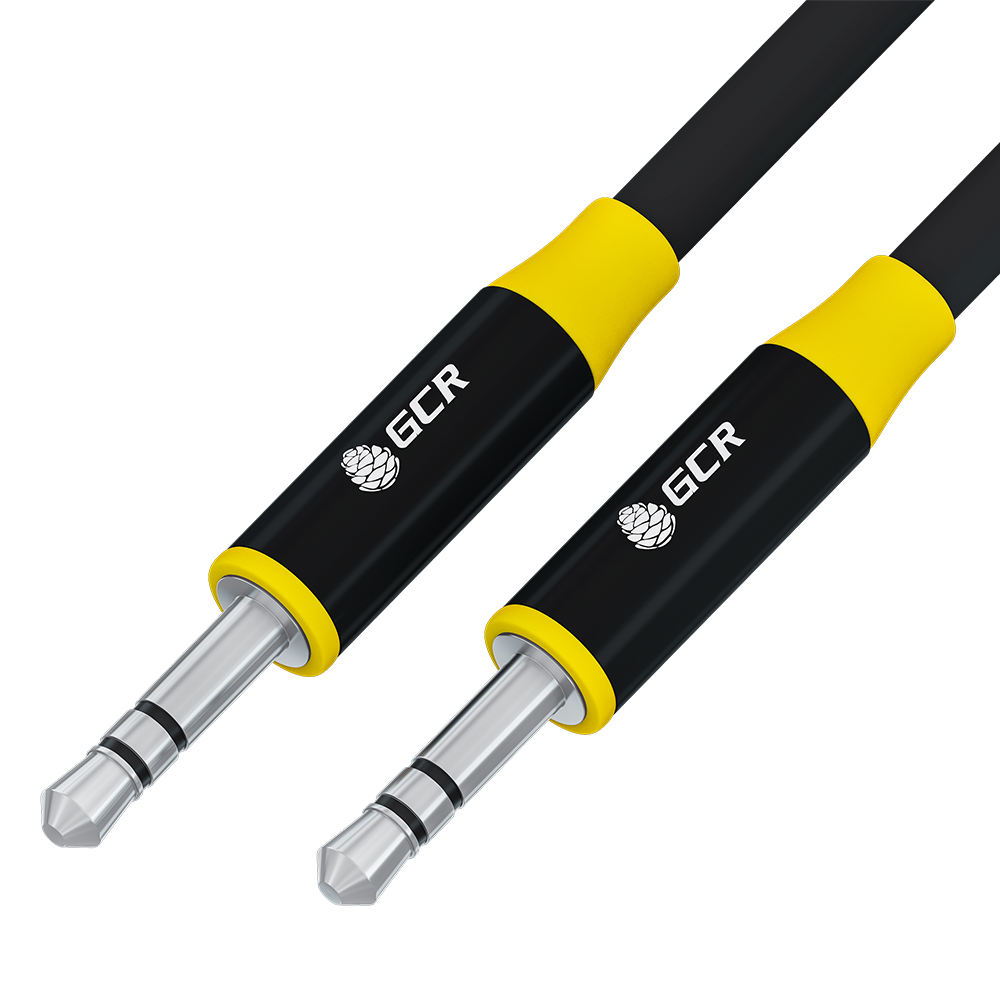 Кабель Jack 3.5mm(M)-Jack 3.5mm(M), экранированный, 1м, черный/желтый GCR ( GCR-53494)