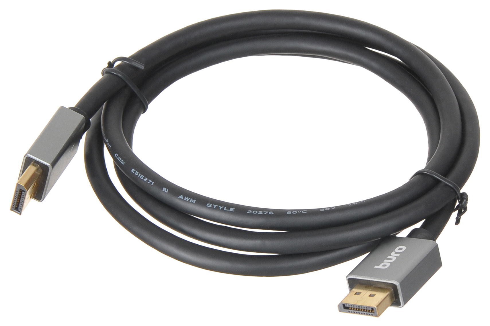 Кабель DisplayPort(20M)-DisplayPort(20M) v1.4 4K, 1.5 м, черный Buro BHP-DPP-1.4-1.5G (1478856)