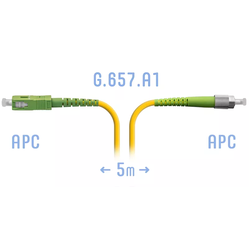 Патч-корд оптический SNR, FC/APC-SC/APC, одномодовый, G.657.A1, одинарный, 5м, желтый (SNR-PC-FC/APC-SC/APC-A-5m)