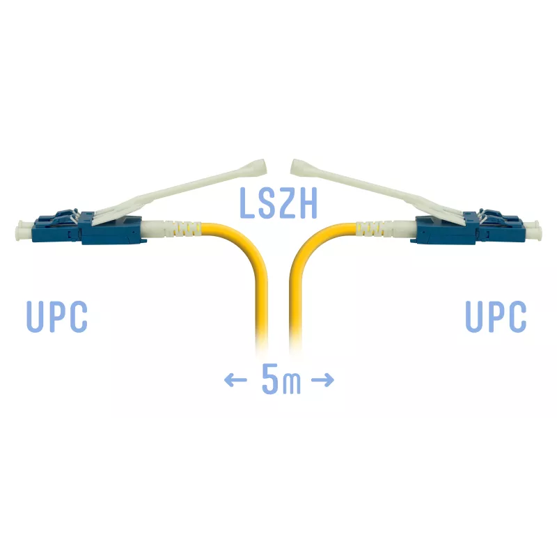   E2E4 Патч-корд оптический SIMPLEX, LC/UPC-LC/UPC, одномодовый, G.657.A1, двойной, 5м, желтый (SNR-PC-LC/UPC-A-DPX-HD-5m)