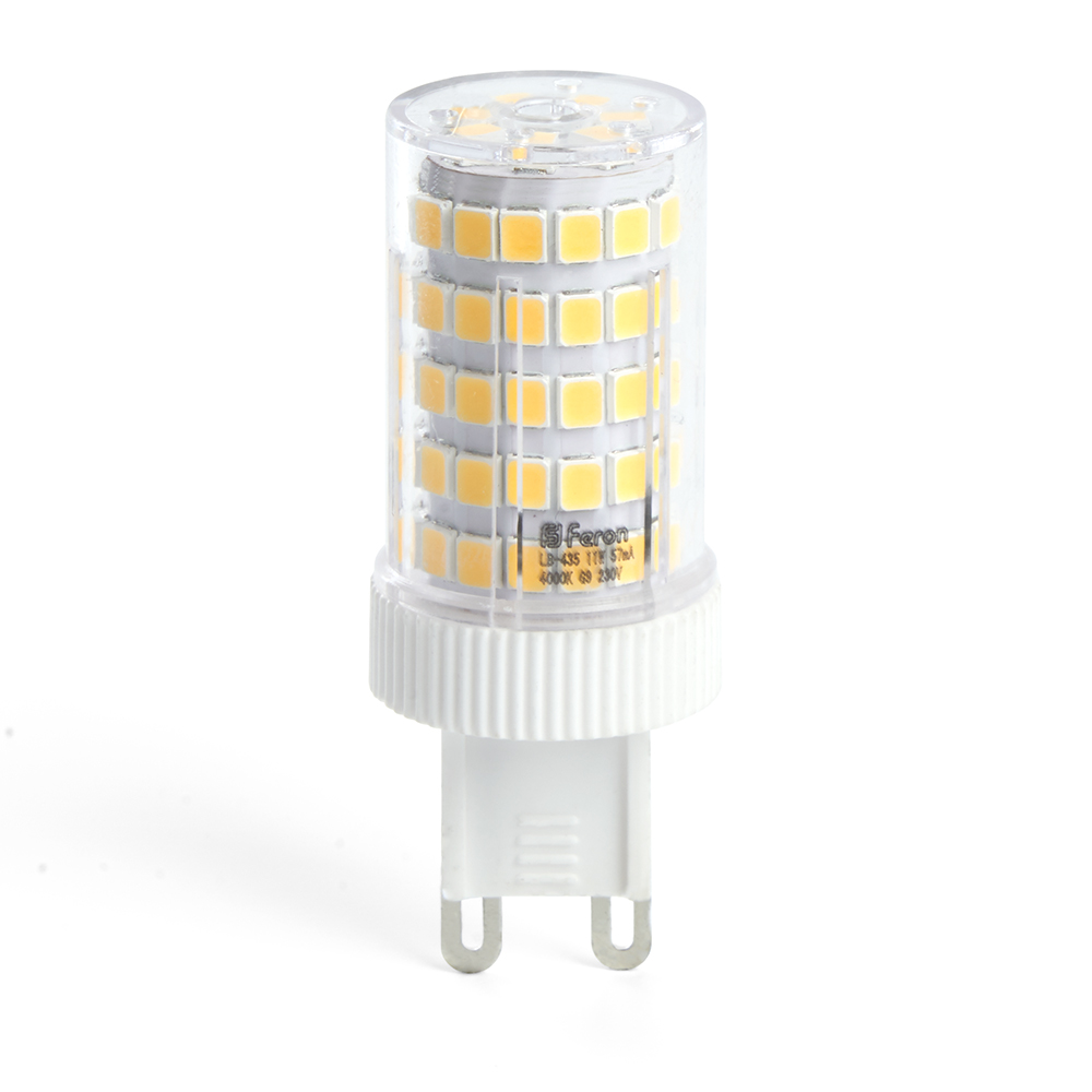 Лампа светодиодная G9, JCD9, 230В, 11Вт, 940лм, 6400K/холодный, 80 Ra, FERON (38151)