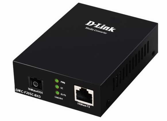 Медиаконвертер D-Link DMC-F20SC-BXD, RJ-45x100 Мбит/с, SCx100 Мбит/с, SM, Tx:1550, Rx:1310, 20км, (DMC-F20SC-BXD/B1A)