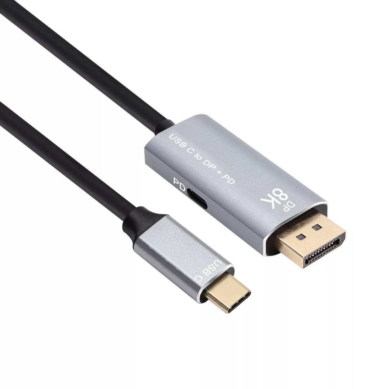 Кабель USB 3.1 Type-C(M)-DisplayPort(20M)/USB Type-C PD(F) v1.4 4K/8K, экранированный, 1.8 м, черный VCOM (CU480MCPD-1.8M)