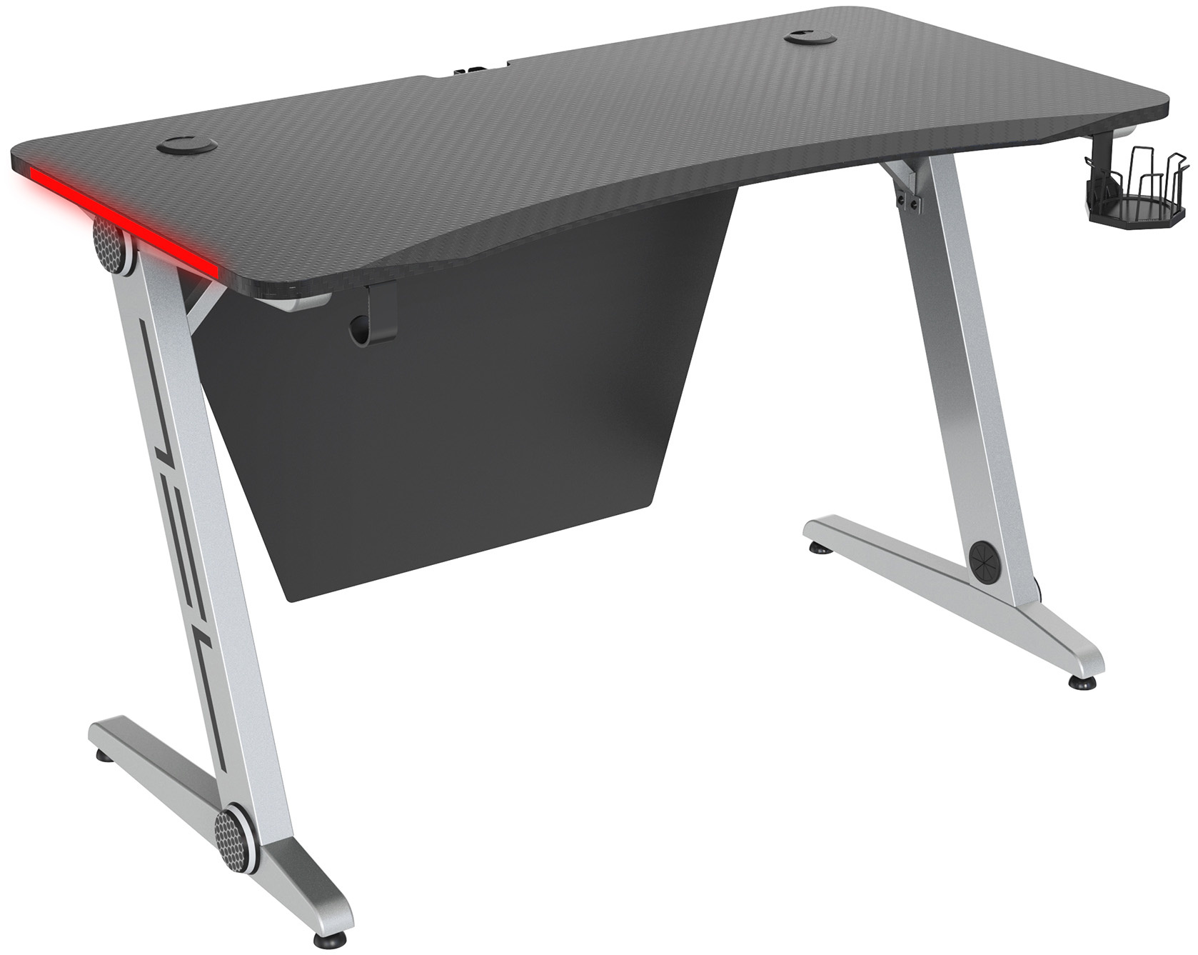   E2E4 Игровой стол Cactus CS-GTZ-SL-CARBON-RED, металл/пластик, карбон/серебрис (CS-GTZ-SL-CARBON-RED)