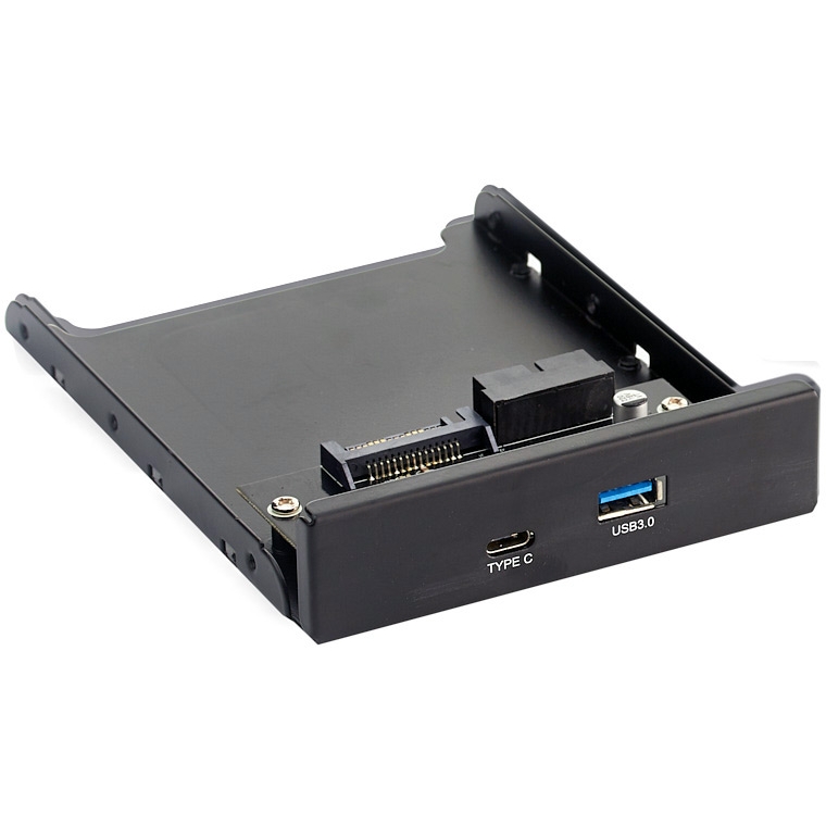 Фронтальная панель 3.5 Exegate U3H-617, 1xUSB3.0+1xType-C, черный (EX280447RUS)