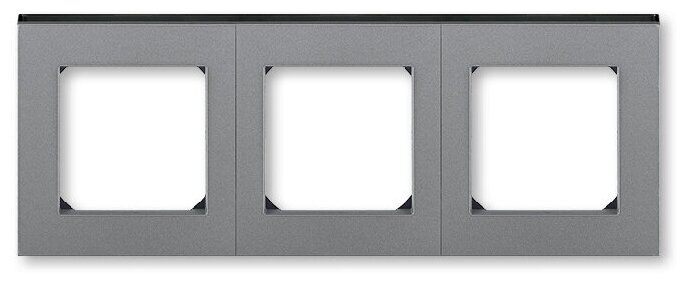 Рамка ABB Levit, горизонтальная и вертикальная, 3-поста, сталь / дымчатый чёрный (2CHH015030A6069)