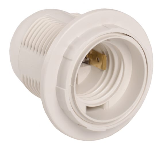 Патрон пластиковый IEK Ппл27-04-К12 для светодиодных/накаливания/энергосберегающих ламп, с кольцом, белый (EPP11-04-01-K01)