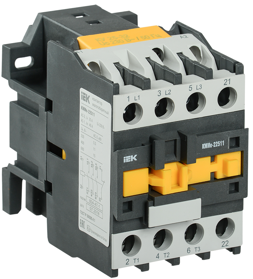Контактор 25А 400 В, AC, 1НО, IEK КМИе-22510 (KKME21-025-400-10)