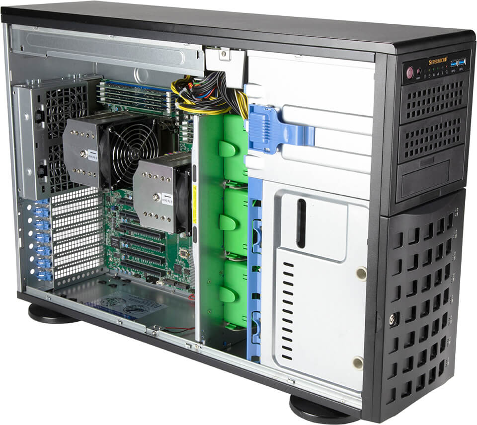 Серверная платформа SuperMicro 740A-T, 2xSocket4189, 16xDDR4, 8x2.5/3.5 HDD HS, 2xM.2-PCI-E, 2GLAN, IPMI, Redundant 2x1200 Вт, 4U (SYS-740A-T)