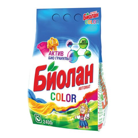   E2E4 Стиральный порошок БИОЛАН Color , для цветного белья, 2.4кг, автомат (103-4 )